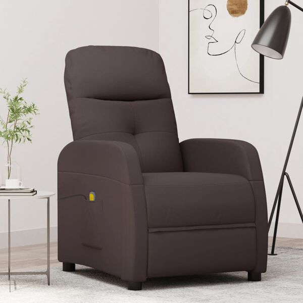 vidaXL Fauteuil de massage Marron fonc&eacute; Tissu