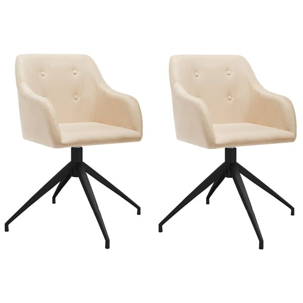 vidaXL Chaises pivotantes &agrave; manger lot de 2 Cr&egrave;me Tissu