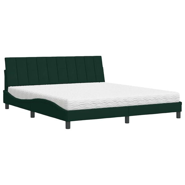 vidaXL Lit avec matelas Hanko vert fonc&eacute; 180x200 cm velours