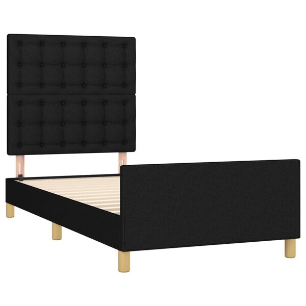 vidaXL Cadre de lit sans matelas avec t&ecirc;te de lit noir 90x190 cm tissu