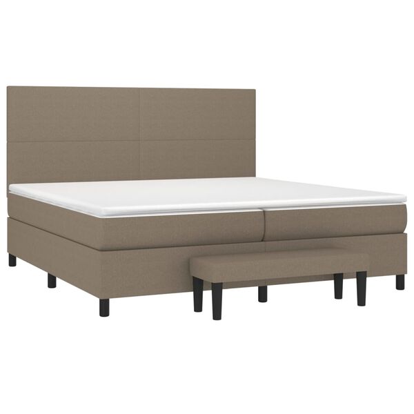 vidaXL Sommier &agrave; lattes de lit avec matelas Taupe 200x200 cm Tissu