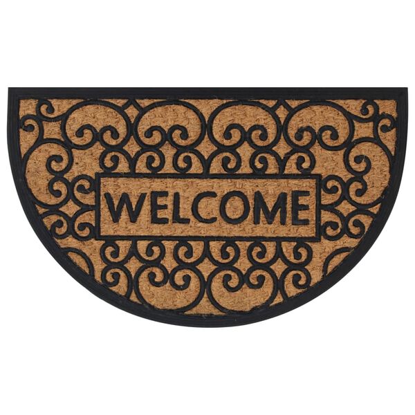 vidaXL Tapis de porte demi-rond 45x75 cm caoutchouc et fibre de coco