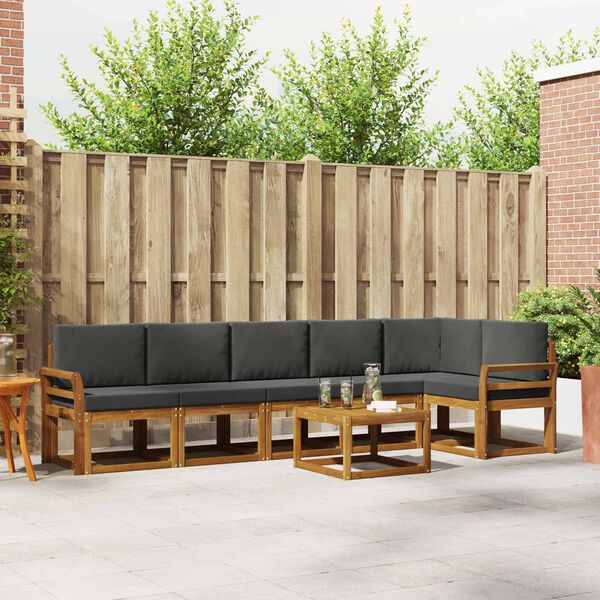 vidaXL Ensemble de canap&eacute;s d'ext&eacute;rieur 7 pcs Naturel et Anthracite