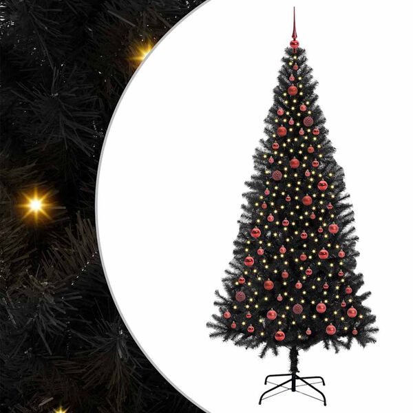 vidaXL Sapin de No&euml;l avec 300 LED avec support Noir 210 cm PVC