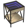 vidaXL Table de chevet avec LED infini chêne sonoma 40x40x49 cm