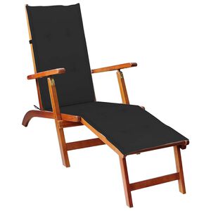 vidaXL Chaise longue d'ext&eacute;rieur repose-pied et coussin Acacia solide