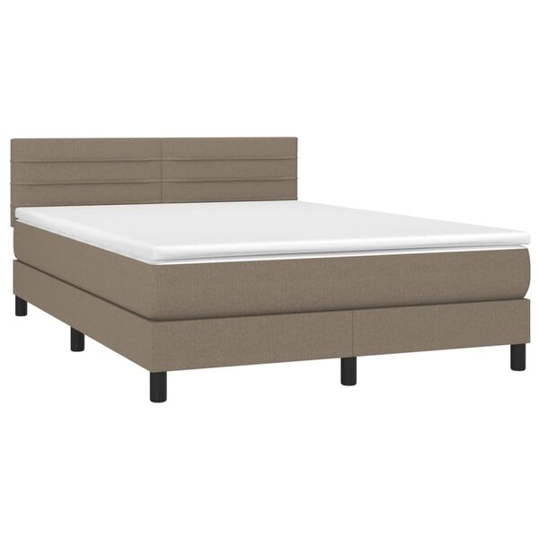 vidaXL Sommier à lattes de lit avec matelas Taupe 140x190 cm Tissu