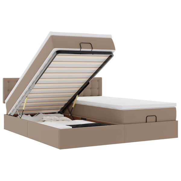 VidaXL Cadre de lit ottoman et matelas cappuccino 180x200cm similicuir