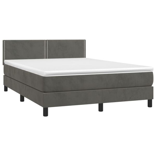 vidaXL Sommier à lattes de lit et matelas Gris foncé 140x190cm Velours