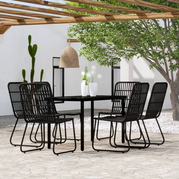 vidaXL Ensemble &agrave; manger de jardin 7 pcs Noir