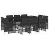vidaXL Ensemble &agrave; manger de jardin 11 pcs coussins noir r&eacute;sine tress&eacute;e