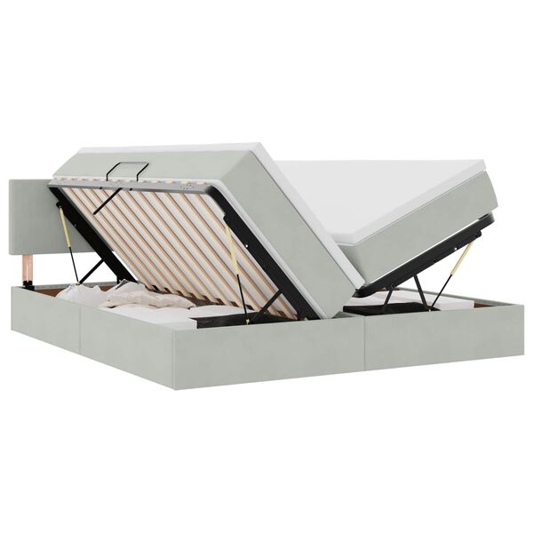 vidaXL Lit de Rangement avec matelas Gris clair 100 x 200 cm
