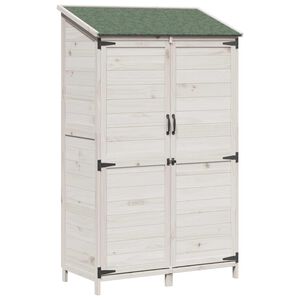vidaXL Abri de jardin Blanc 106,5 x 56 x 176 cm Bois de Sapin Massif