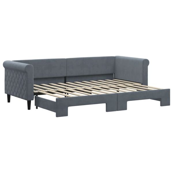 vidaXL Lit de jour avec gigogne sans matelas gris foncé 80x200 cm