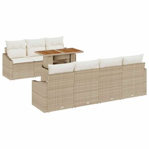 vidaXL Ensemble de canap&eacute; de jardin 8 pcs Beige Poly rotin
