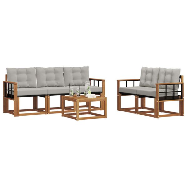 vidaXL Ensemble de canap&eacute;s d'ext&eacute;rieur 6 pcs Gris Naturel et Clair