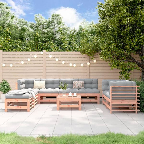 vidaXL Salon de jardin 9 pcs bois massif douglas