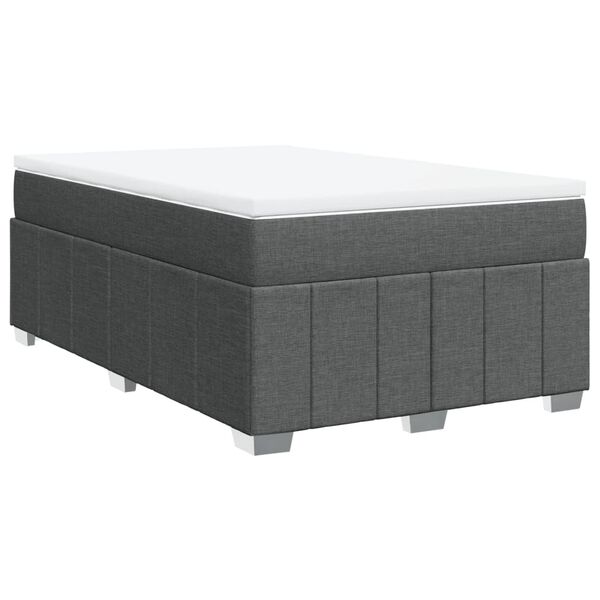 vidaXL Sommier &agrave; lattes de lit avec matelas gris fonc&eacute; 120x190cm tissu