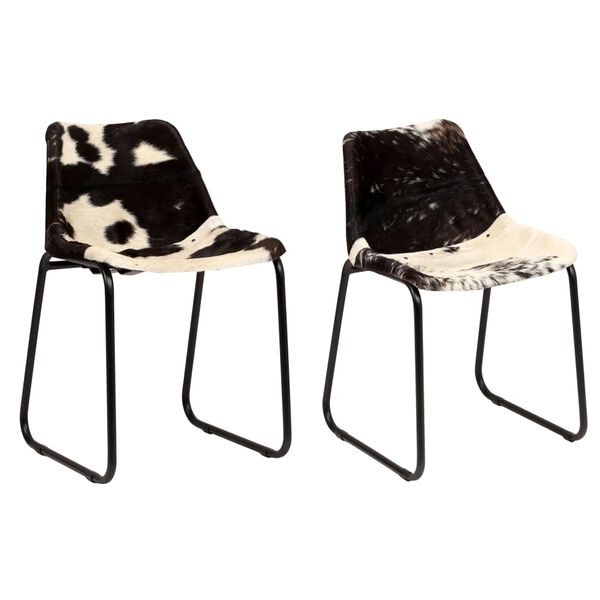 vidaXL Chaises &agrave; manger lot de 2 cuir v&eacute;ritable de ch&egrave;vre