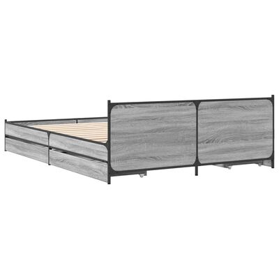 vidaXL Cadre de lit et tiroirs sonoma gris 120x200cm bois d'ingénierie