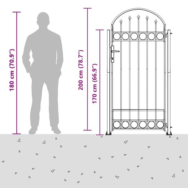 vidaXL Poteau de clôture. Gris 200 x 88 x 14 cm Acier