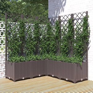 vidaXL Jardini&egrave;re avec treillis Marron 120x120x136 cm PP