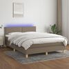 vidaXL Sommier &agrave; lattes de lit avec matelas LED Taupe 140x190 cm Tissu