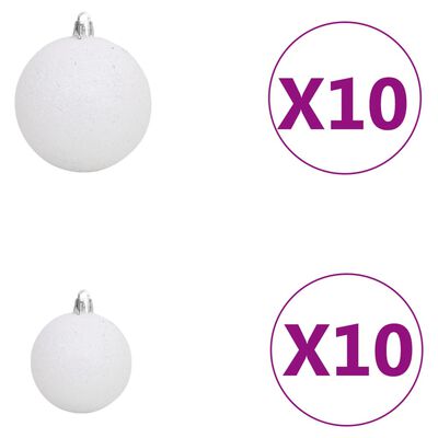 vidaXL Set de boules de Noël avec pic et 300 LED 120pcs Blanc et gris