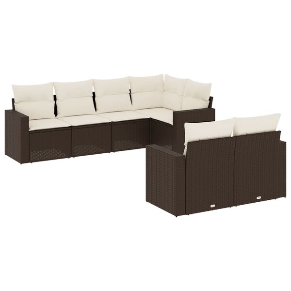 vidaXL Salon de jardin avec coussins 7 pcs marron r&eacute;sine tress&eacute;e