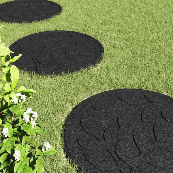 vidaXL Pierre de marchage 6 pcs Noir &Oslash; 44 x 2 cm Caoutchouc