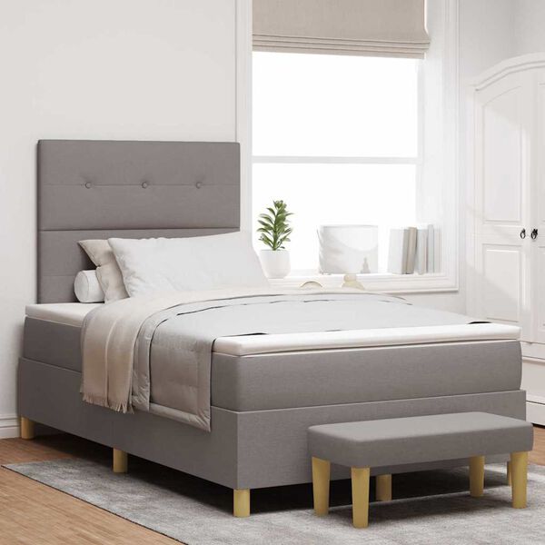 vidaXL Lit &agrave; ressorts avec matelas Taupe 120 x 200 cm tissu