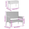 vidaXL Banc de jardin 2 places avec coussins/table gris r&eacute;sine tress&eacute;e