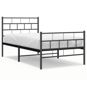 vidaXL Cadre de lit m&eacute;tal sans matelas avec pied de lit noir 107x203cm