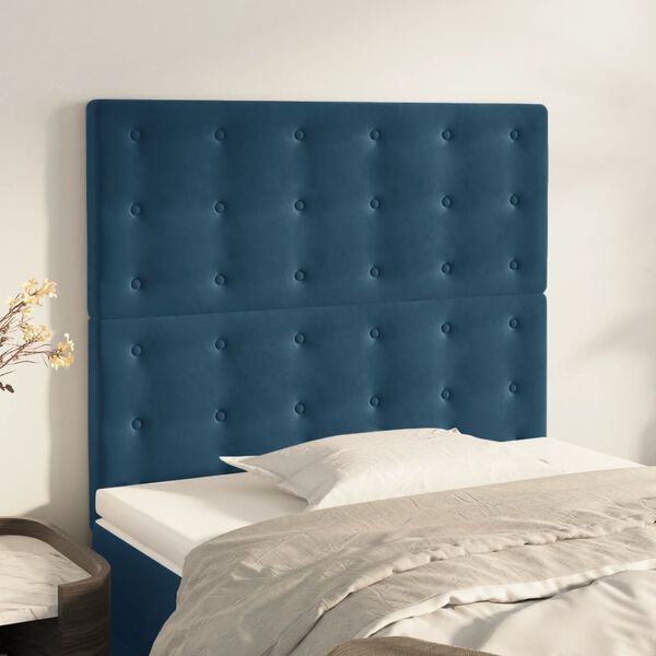 vidaXL T&ecirc;te de lit Bleu fonc&eacute; 90x5x118/128 cm Velours