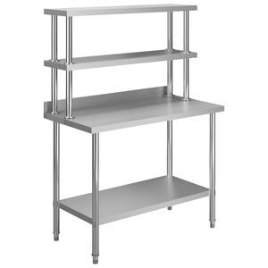 vidaXL Table de travail de cuisine avec &eacute;tag&egrave;re 120x60x150 cm Inox