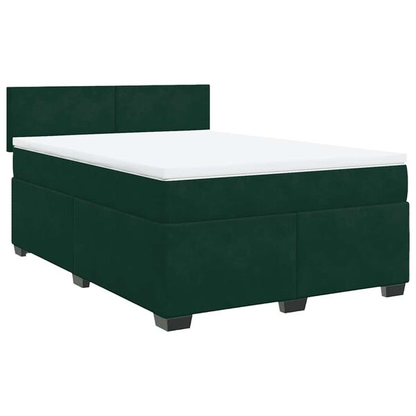 vidaXL Sommier &agrave; lattes de lit et matelas Vert fonc&eacute; 140x190cm Velours