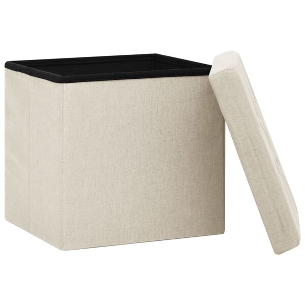 vidaXL Tabouret de rangement pliable Blanc crème Faux lin