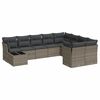 vidaXL Salon de jardin avec coussins 10 pcs gris r&eacute;sine tress&eacute;e
