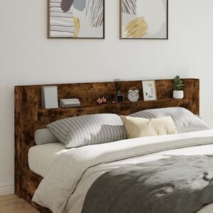 vidaXL Armoire t&ecirc;te de lit avec LED ch&ecirc;ne fum&eacute; 220x16,5x103,5 cm