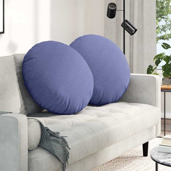 vidaXL Coussins de siège 2 pcs Bleu denim Ø60 x 21 cm tissu