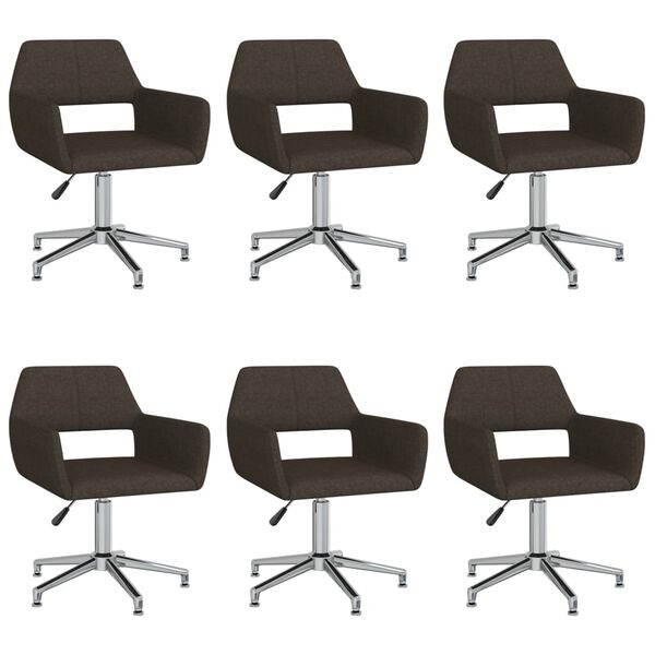 vidaXL Chaises pivotantes &agrave; manger lot de 6 marron fonc&eacute; tissu