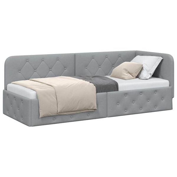 vidaXL Cadre de lit d'angle Gris clair 80 x 200 cm tissu