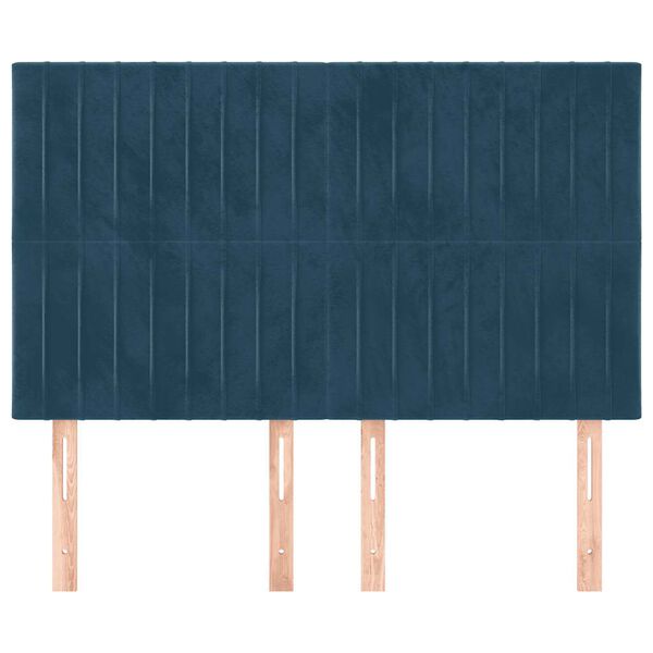 vidaXL T&ecirc;te de lit Bleu fonc&eacute; 144 x 5 x 118/128 cm Velours