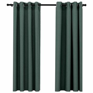 vidaXL Rideaux occultants Aspect lin avec &oelig;illets 2 pcs Vert 140x175cm