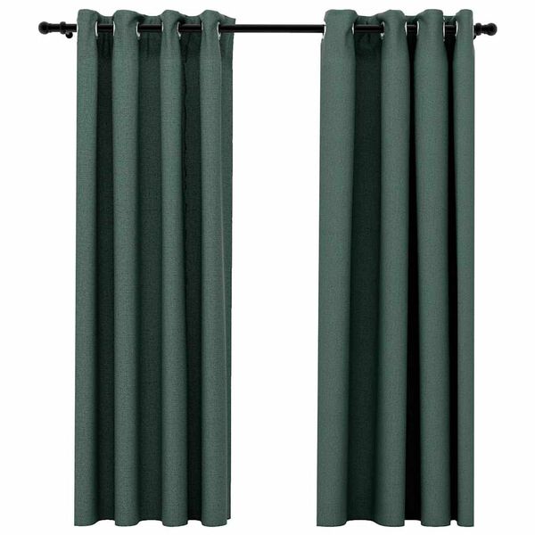 vidaXL Rideaux occultants Aspect lin avec &oelig;illets 2 pcs Vert 140x175cm
