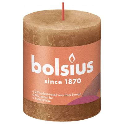 Bolsius Bougies pilier rustiques Shine 4 pcs 80x68 mm Marron épice