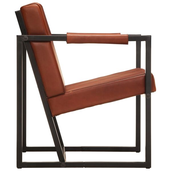 vidaXL Fauteuil marron cuir v&eacute;ritable