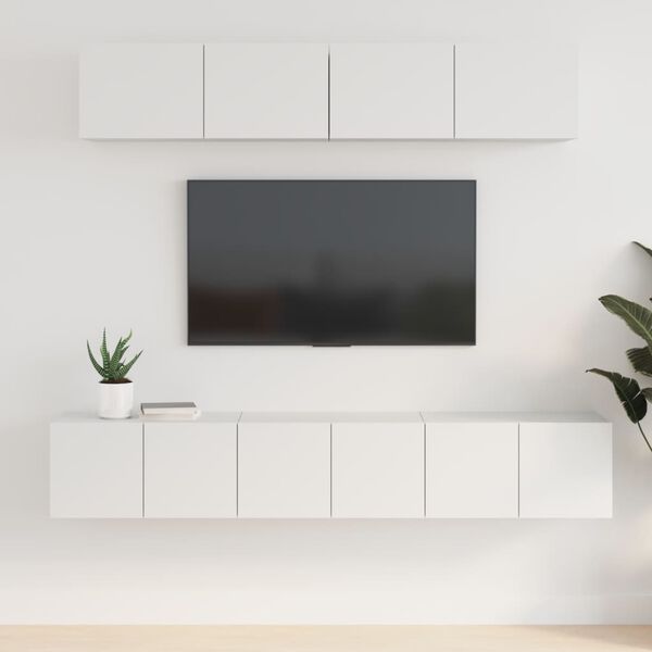 vidaXL Ensemble de meubles TV 5 pcs Blanc Bois d'ing&eacute;nierie