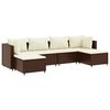 vidaXL Salon de jardin 6 pcs avec coussins Marron R&eacute;sine tress&eacute;e