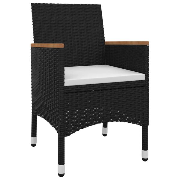 vidaXL Ensemble &agrave; manger de jardin coussins 3 pcs R&eacute;sine tress&eacute;e Verre